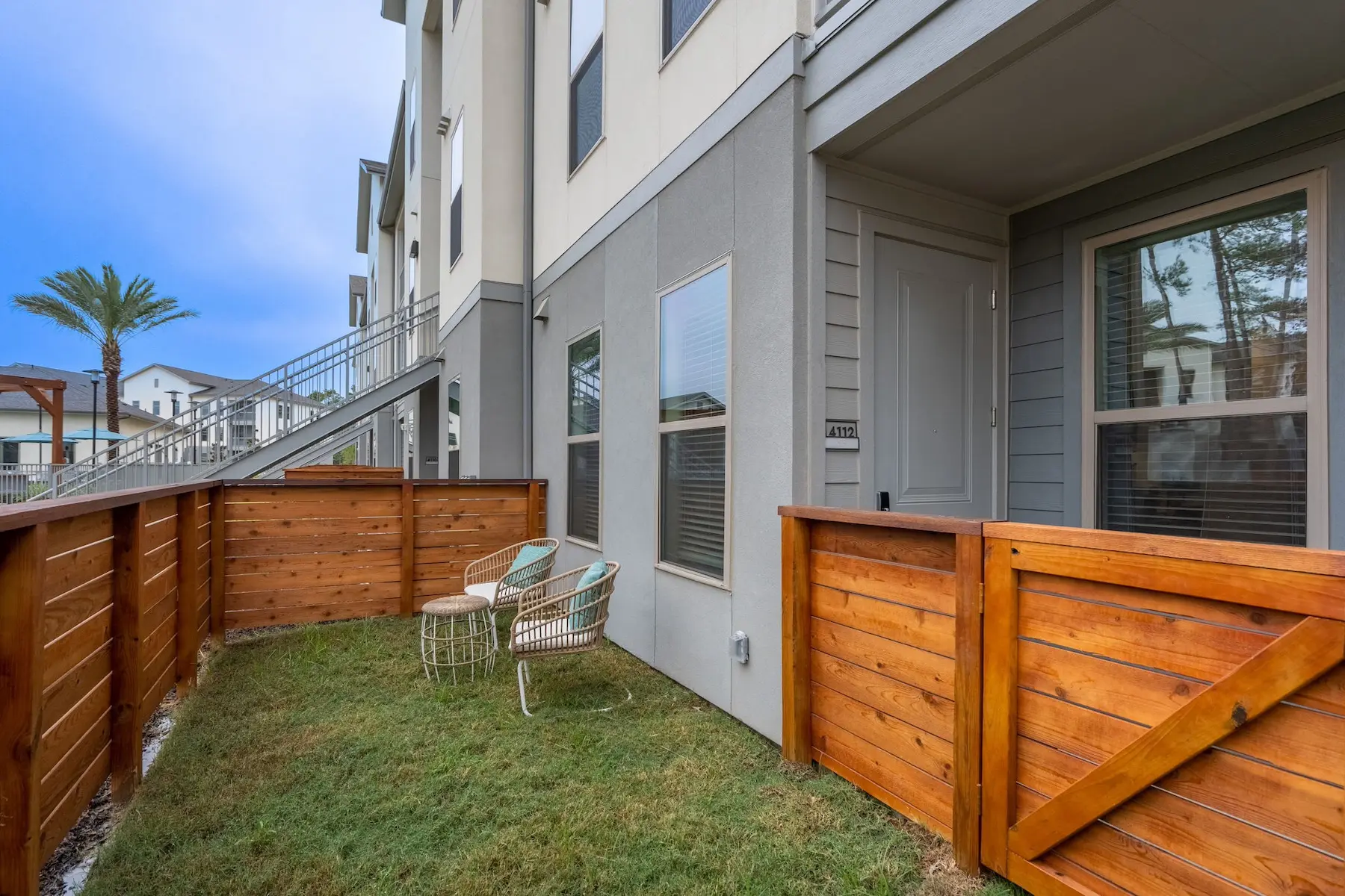 Patio with a Yard in Our Luxury Apartments in San Marcos